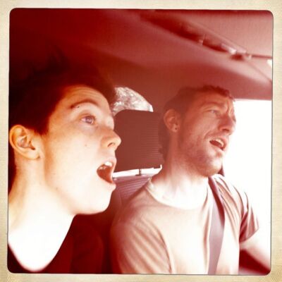 Amy and Gary singing in the car